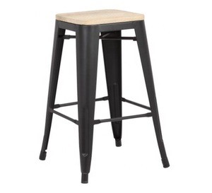 BOHAO 26 Inches Metal Counter Stool With Wood Seat In Bar Kitchen Dining Room indoor Outdoor Set of 4