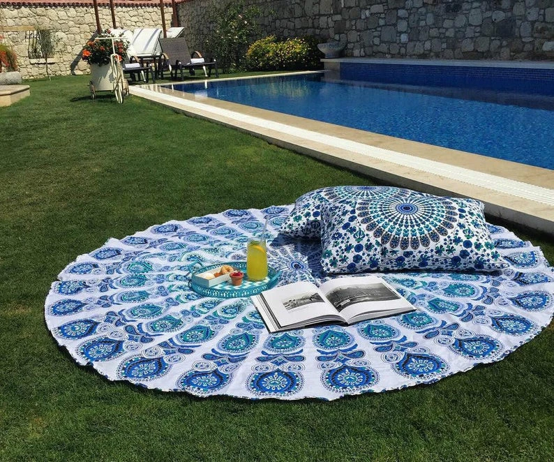 Bohemian Mandala 100% Cotton round table cloth Hippie beach throw blanket picnic sheet  round roundie tapestry