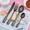 Bulk Buffet Dinner Cutlery Set Plated Mirror Black Gold Silverware 4pcs Stainless Steel 1010 Flatware Sets with Gift Box