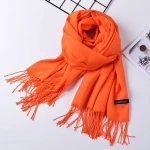 Can be customized model cashmere mixed scarf winter pure color tassels shawl cashmere scarf