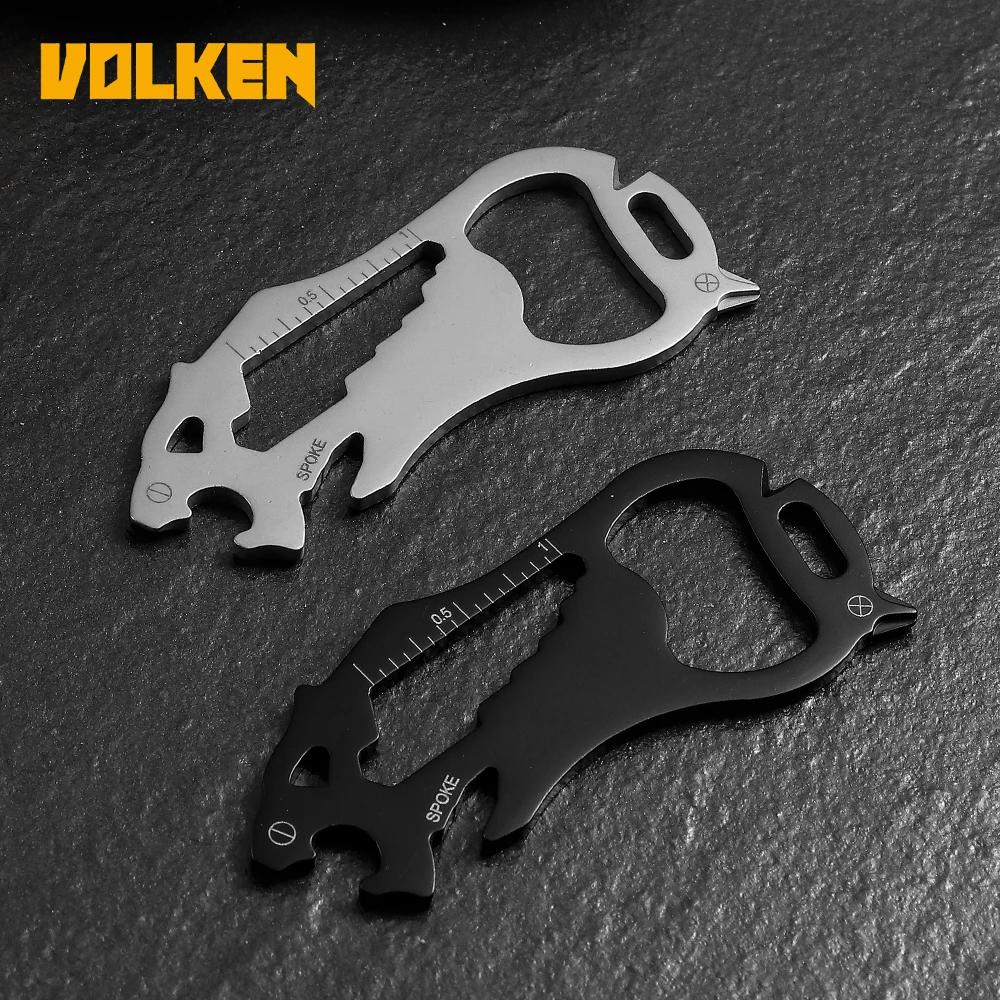 Cartoon graphic stainless steel multifunctional EDC bottle opener outdoor survival multi-purpose tool card screwdriver wrench