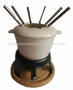 cast iron enamel fondue set