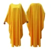 Casual Islamic Clothing Yellow Plus Size Long Sleeve Party Evening Slim Abaya Dress In Dubai Pakistani Dresses Dubai