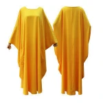 Casual Islamic Clothing Yellow Plus Size Long Sleeve Party Evening Slim Abaya Dress In Dubai Pakistani Dresses Dubai