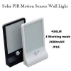 CE SASO BIS 3.8W 450lm  outdoor IP65 waterproof PIR microwave motion sensor 36 leds solar LED wall light