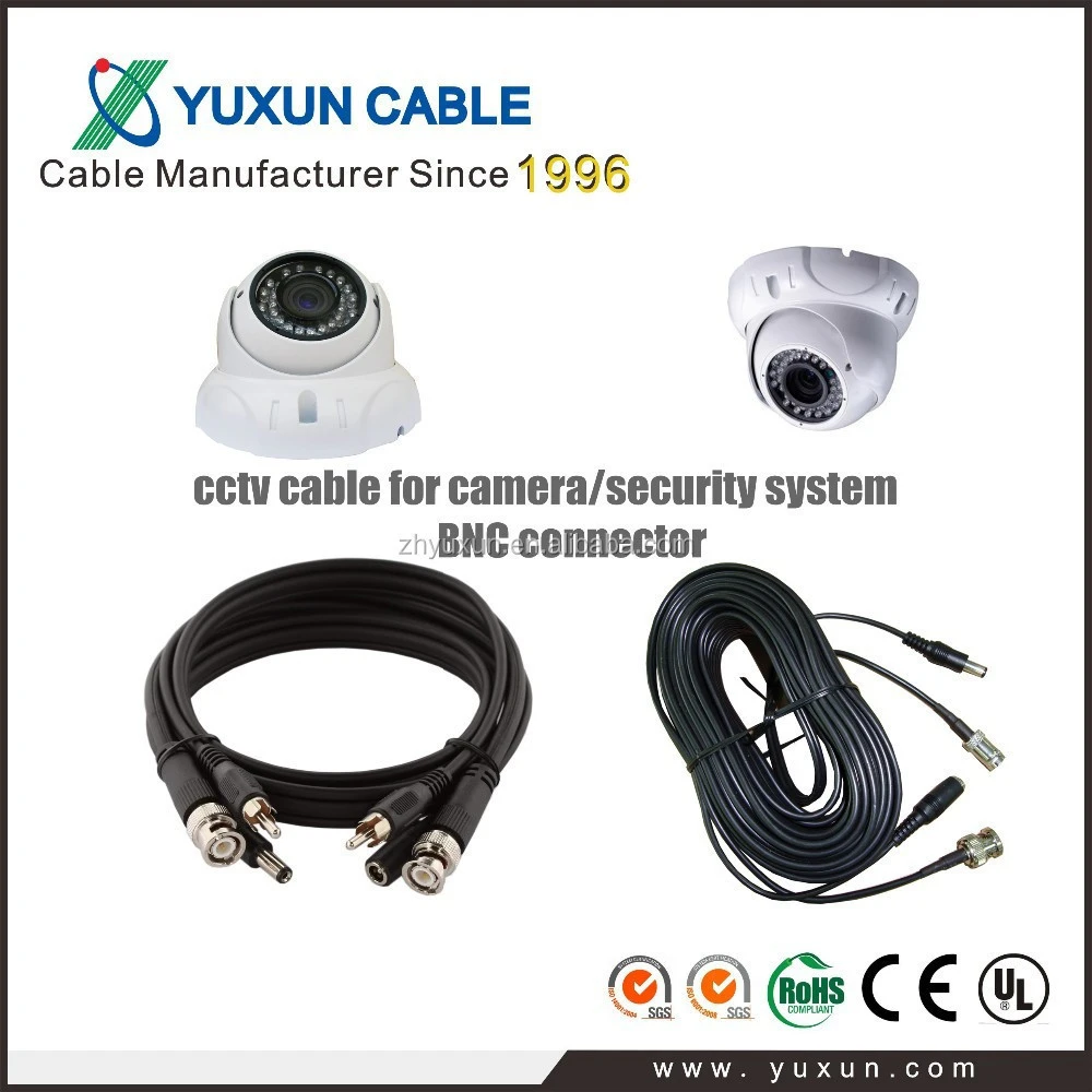 CE UL certificate mini rg59 bnc dc cctv cable for security camera accessories