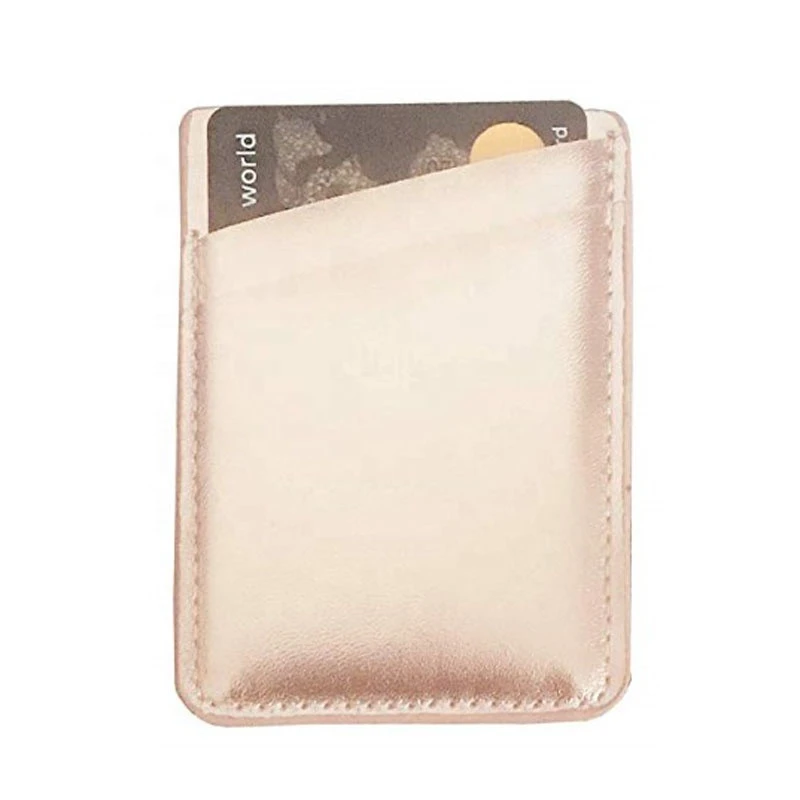 cell phone card holder sticker on back of phone holographic iridescent silver pu leather wallet