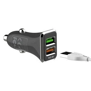 CE/Rosh/FCC Car USB Charger Quick Charge Mobile Phone Charger 2 Port USB Fast Car Charger for iPhone Tablet