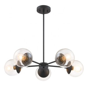 Chandelier 5- lights black finish clear seeded glass shade modern chandelier  lights and lighting home