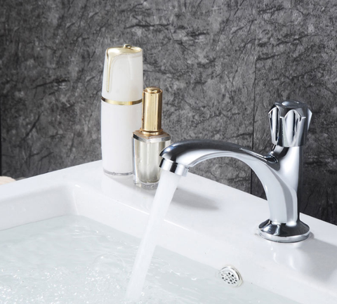 Buy Cheap Brass Basin Faucet Deck Mount Single Handle Chromed Cold ...