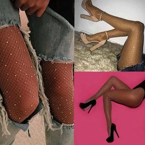 Cheap Women&#39;s Net Fishnet Body stockings Pattern Pantyhose Tights Stockings New Rhinestone Stockings compression tights