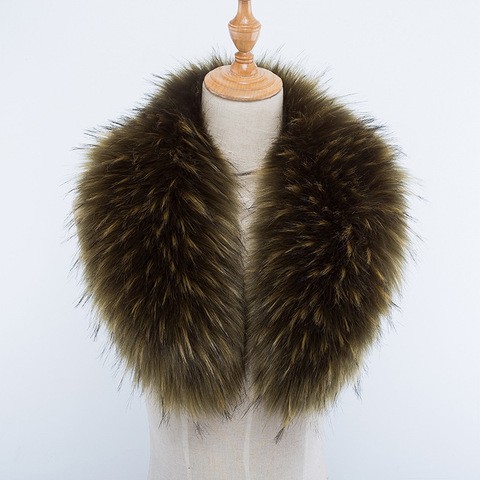 Children Women Luxurious Large Faux Raccoon Fur Collar Scarf Shawl Wrap Hat Strip fake fur collar