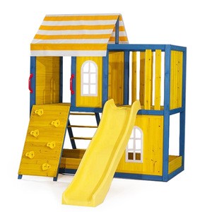 Children&#39;s games wooden playhouse kids slide outdoor wood playground
