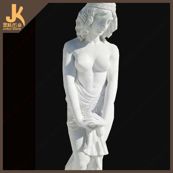 China carved half-naked girl white marble statues