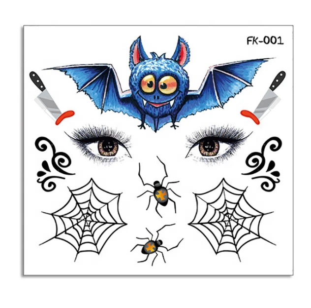 China Hot Sale Customized High Quality Halloween face Waterproof No-toxic Body Temporary Tattoo Sticker Tattoo Supplies