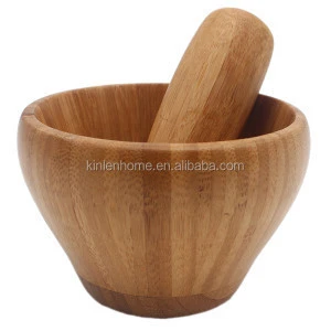 Chinese best quality bamboo wood mortar and pestle