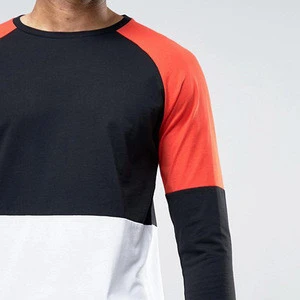 chinese clothing manufacturers wholesale designer custom colorblock longline t shirts