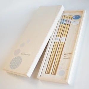 Chopsticks with chopstick rest pair gift box set all made in Japan by Wakasa Lacquerware and Arita ware