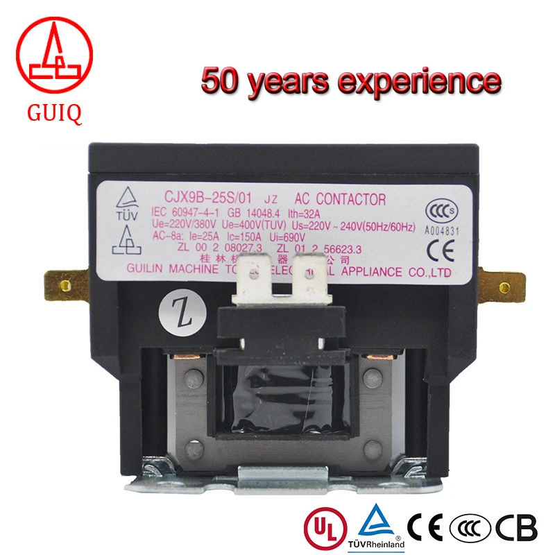 CJX9B-25S/01 high quality brand 25A 220V magnetic contactor single phase contactor