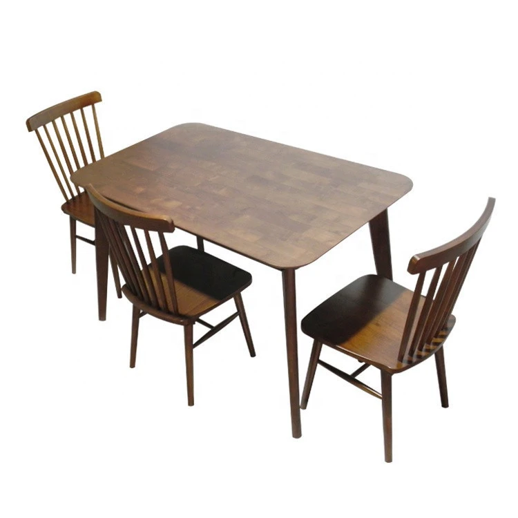 classic design dinning room sets table sets solid rubber wood walnut color table and chairs 4 or seaters modern home furniture