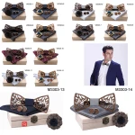 Classic Handmade Mens Wooden Bow Tie with Matching Pocket Square and Men's Cufflinks Sets Boxes