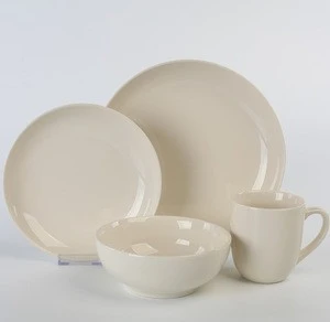Classical transparent glaze white stoneware complete dinnerware sets