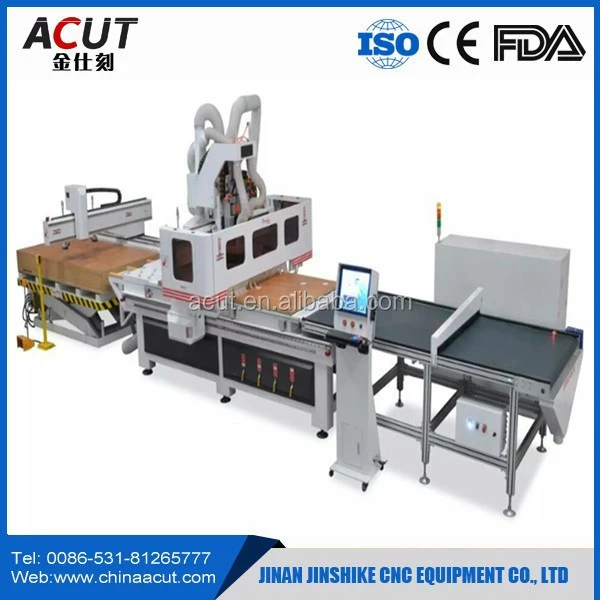 CNC wood router machine automatic production line vacuum table auto tool change