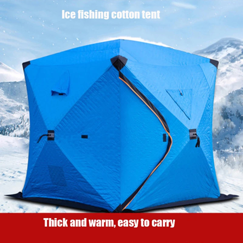 Cold winter fishing tent plus cotton thickening ice fishing tent outdoor camping snow speed open camouflage tent