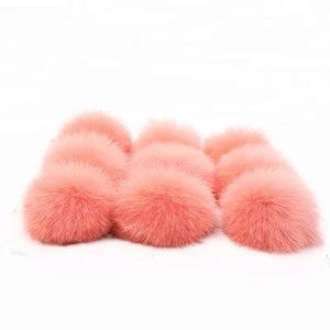colorful animal fur pom poms ball for keychain garment Hat With Snap Pin String