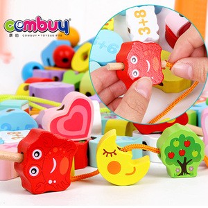 Colorful assembly game kids play diy wooden beads toys