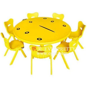 Colorful Preschool Furniture Six Kids Table and Chairs Set for Kindergarten