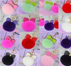 Colorful rabbit Fur 13cm 16color cheap magnetic fur pom pom For soft little fur balls perfect for keys or to dress up your purse