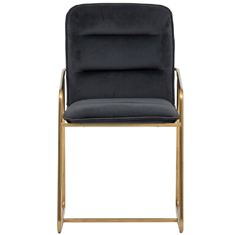 Commercial furniture gold plated metal legs black velvet armchair