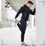 Cotton polyester spandex plain track suits wholesale mens training sports gym running wear