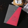 Creative A5 linen thermo PU leather hard cover beige notepad journal notebook with card holders and pen holder