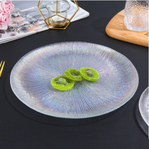 Creative glazed round transparent western food plate/vegetable fruit plate