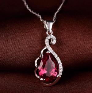 Crystal Gemstone CZ Necklace 925 Sterling Silver Jewelry For Women New Arrival