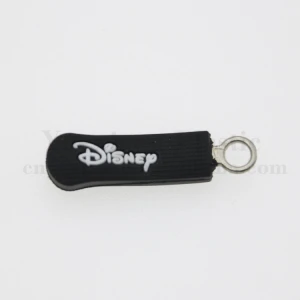 Custom 3d luggage logo soft pvc rubber cord zipper slider silicone backpack zipper accessories for garments