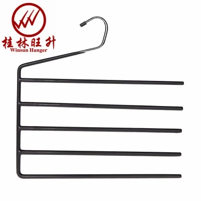 Custom 5 Layer Space Saving Metal Clothes Hanger Wire Pant Hanger Steel Trousers Hangers