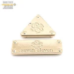Custom Clothing Metal Label Tag Gold Triangle Garment Metal Logo Label With Engraved Logo