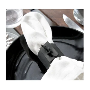 Custom Diy Black Leather Tissue Napkin Ring Holder Set for Dinning Table Decor Parties Wedding