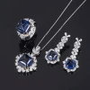 Custom Fashion 925 Sterling Silver Luxury Bridal Jewelry Set 14*14 Sugar tower Full Diamond Sapphire Women Wedding Jewelry Set