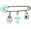 Custom Gold Jewish Baby Pink Pin Enamel Stroller Safety Pin With DIY Charm