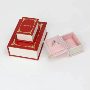Custom logo jewellery green red pink Magnetic closure Cardboard Paper Box Luxury Gift jewelry cosmetic book shape packaging box