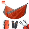 Custom Logo Super Large Relaxing Double Travel Nylon Parachute Hammock with Carabiners+ Trunk Straps Blue/Black
