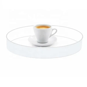 custom size large clear round acrylic table serving tray for hotel restaurant