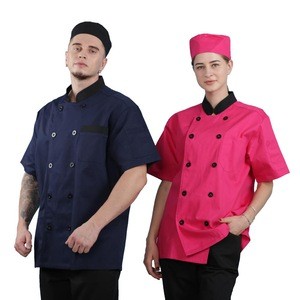 Custom summer Short sleeve double-breasted chef uniform unisex Hotel bar chef uniform