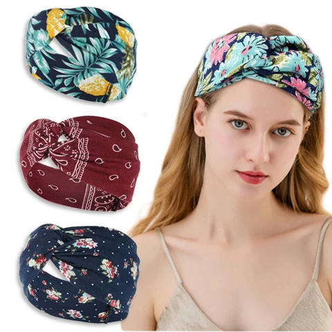 custom Women Girls Colorful Ribbon Breast Cancer Headband Elastic Hair Band Yoga Sports Fitness Headband with Logo