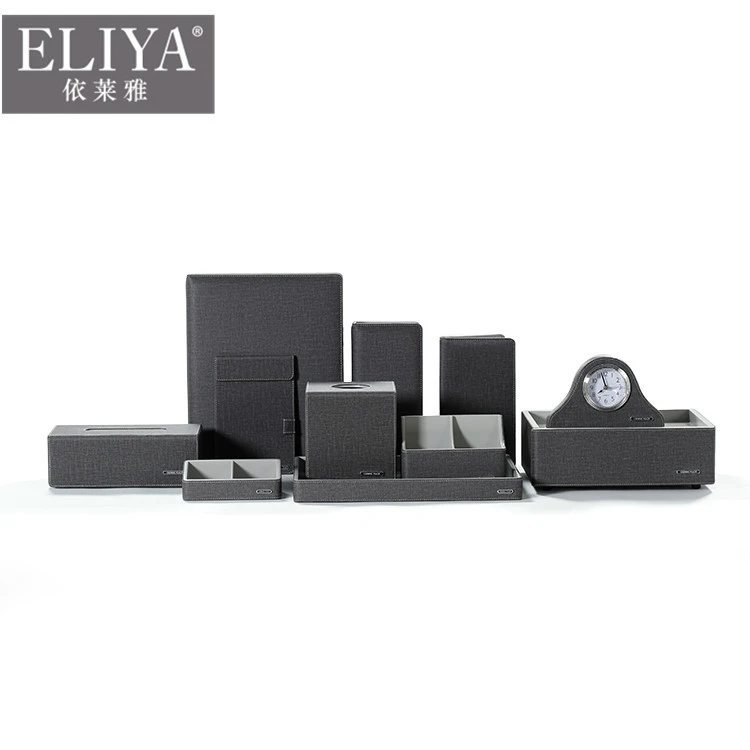 Customized 5 Star Hotel Guestroom Leather Items Set Tray