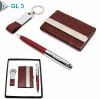Customized Business Promotional Gift Premium Gift Items Sets  in 3 in 1 Keychain Card Holder and Pen Gift